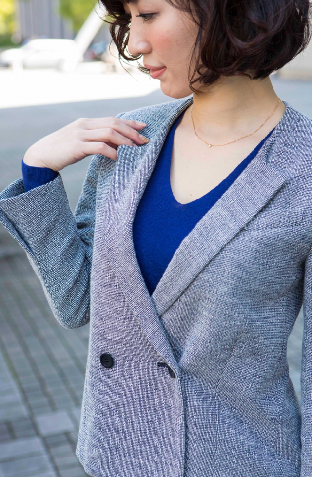 ダブルのツイードジャケット ピンストパンツのこなれ感のあるオフィスコーデ 11月3日 Bo Te ボーテ