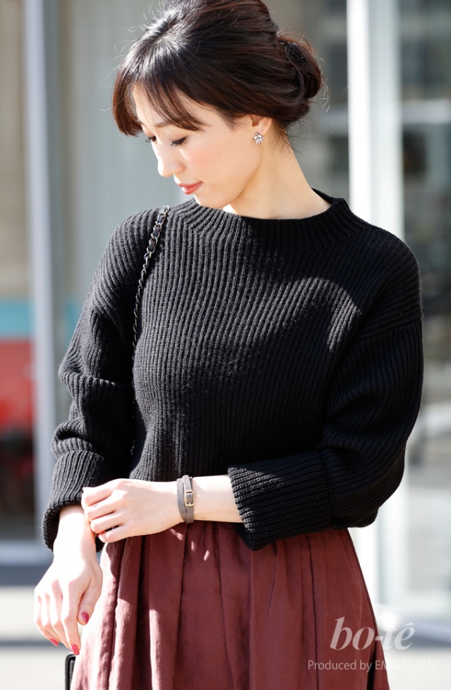 Bigニットとふんわりスカートで大人可愛いく仕上げたボリュームコーデ 1月7日 Bo Te ボーテ