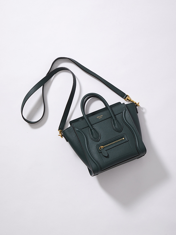 セリーヌ CELINE ラゲージナノショッパー グリーン系 セリーヌラゲージ ナノショッパー 2WAY グリーンクレイ ゴールド金具